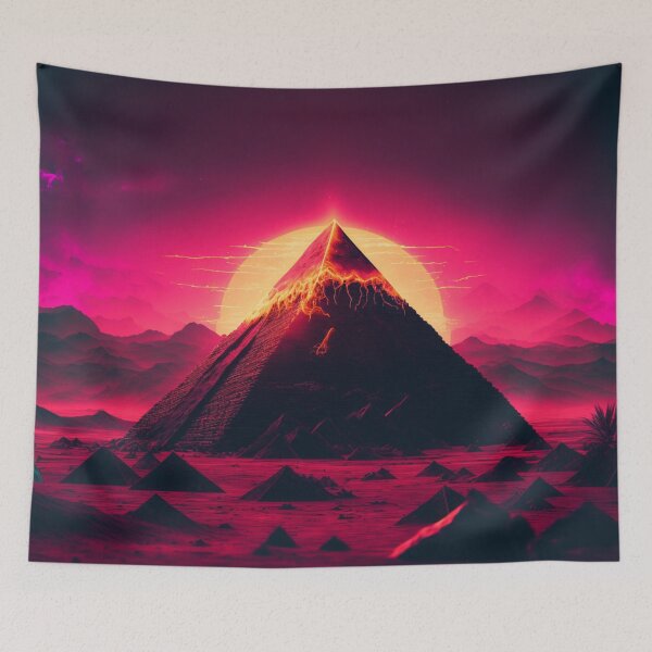 Item preview, Synthwave Retrowave Aesthetic Pyramid designed and sold by Nightarcade.