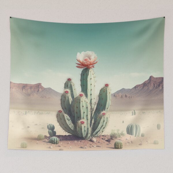 Item preview, Cactus with pink blooming flower designed and sold by Neonmountain.