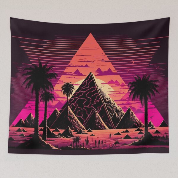 Item preview, Synthwave Retrowave Aesthetic Pyramid designed and sold by Nightarcade.