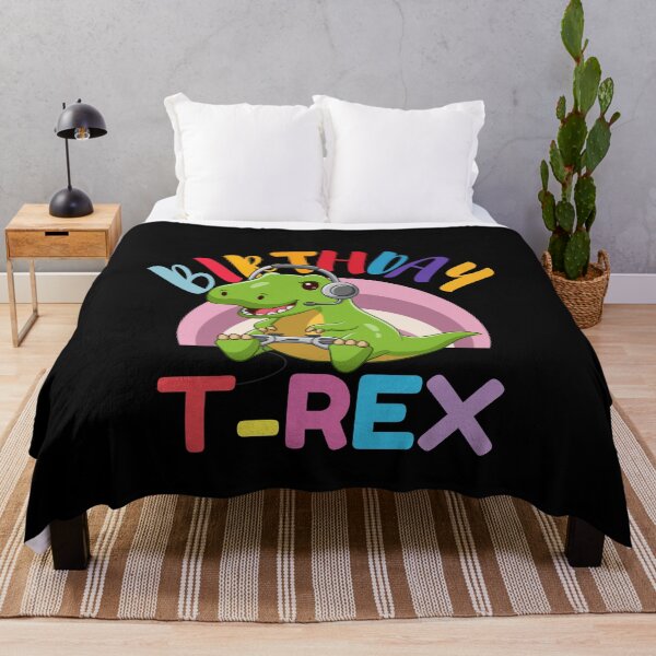 Item preview, Happy Cute T-Rex Birthday Kids Dinosaur Gamer With Headphone Funny Cute Animal Boys Girls Birthday Party designed and sold by YoungESC.