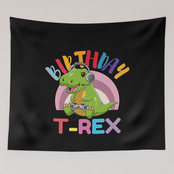 Item preview, Happy Cute T-Rex Birthday Kids Dinosaur Gamer With Headphone Funny Cute Animal Boys Girls Birthday Party designed and sold by YoungESC.