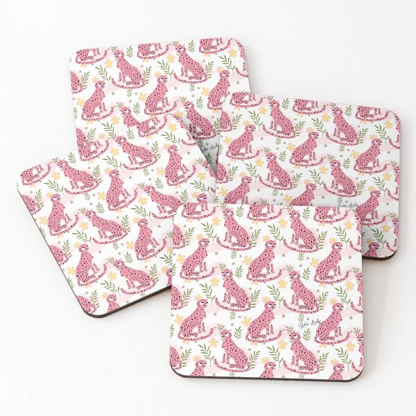 Artikelvorschau, Sitting Jaguar pattern pink- white background entworfen und verkauft von Studio Lydia Lovely.