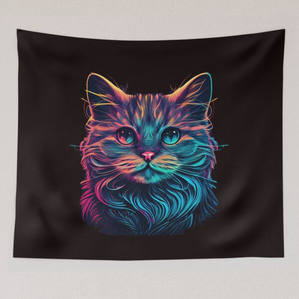 Item preview, synthwave cat designed and sold by NATHAN ZEHNER.