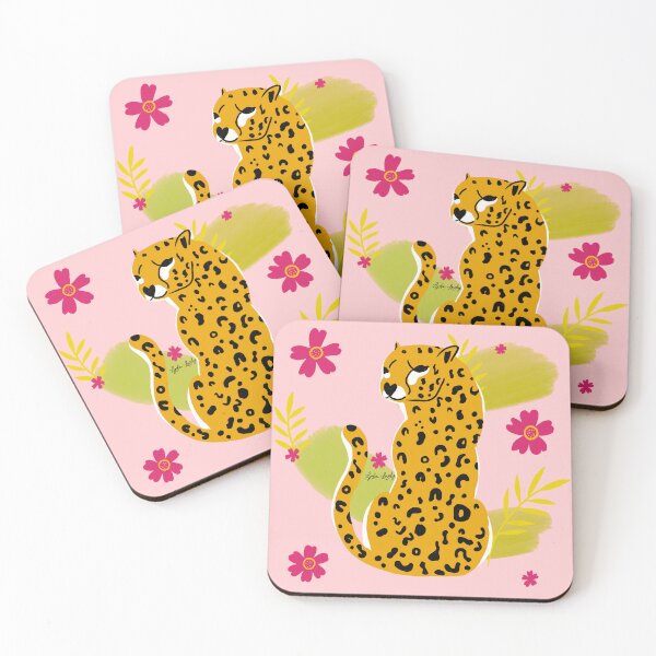 Item preview, Jaguar looking back art work yellow- pink background designed and sold by Studio Lydia  Lovely.