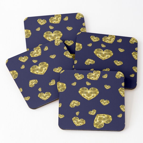 Item preview, Gold Diamond Heart on Dark Blue designed and sold by Rovual.
