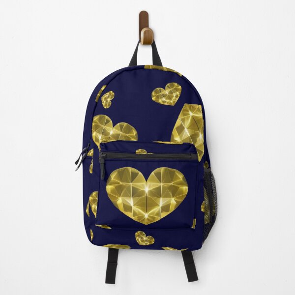 Item preview, Gold Diamond Heart on Dark Blue designed and sold by Rovual.
