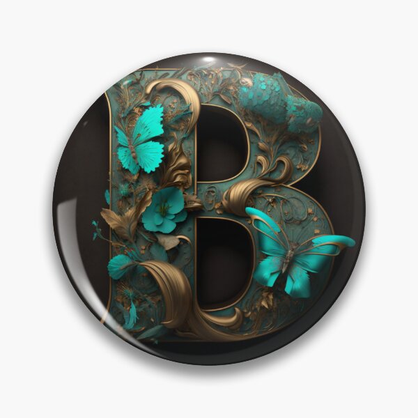 Artikelvorschau, Initiale des Monogramms B in Bronze mit Türkisschmetterlingen entworfen und verkauft von Neonmountain.