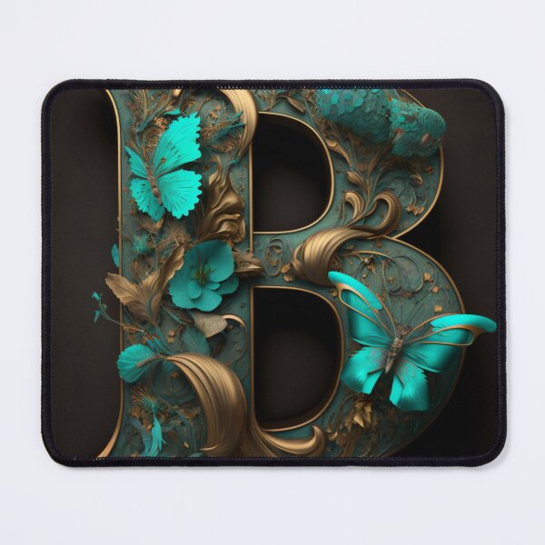 Artikelvorschau, Initiale des Monogramms B in Bronze mit Türkisschmetterlingen entworfen und verkauft von Neonmountain.