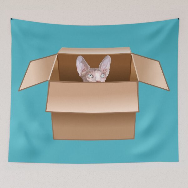 Item preview, Sphynx Kitten Peeking from Cardboard Box designed and sold by Deborah Camp.