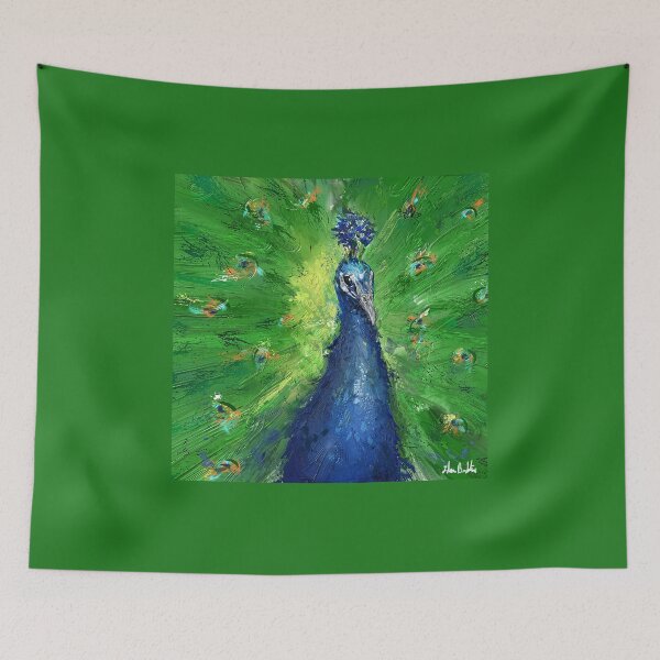 Item preview, Grungy Semi Abstract Peacock Painting  designed and sold by ibadishi.