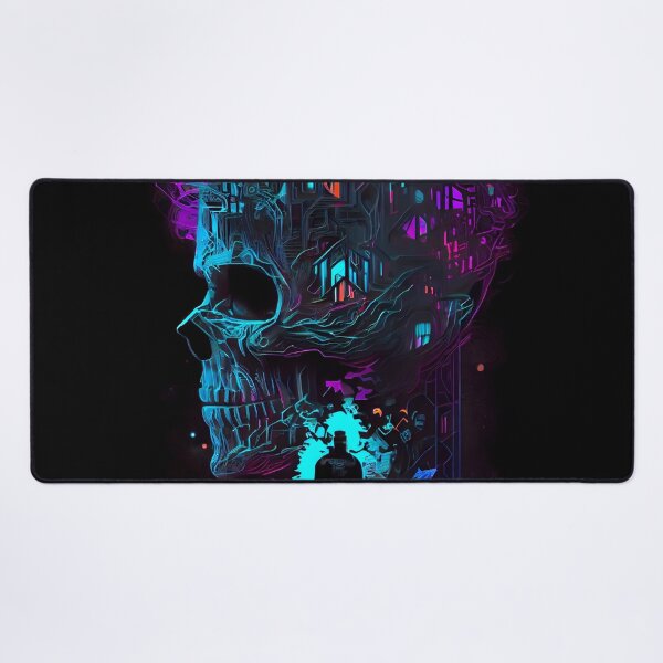 Neon Cyberpunk Skull Horror Art 