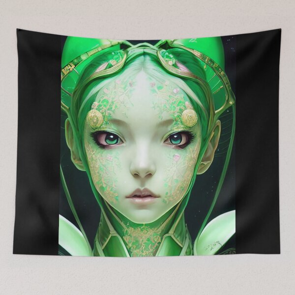 Aperçu de l'œuvre Green Alien Ai Generated Art créée et vendue par Medly.