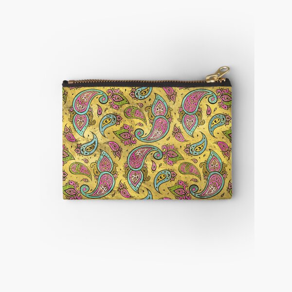 Item preview, Pink and Blue Glass Paisley  on gold designed and sold by k9printart.