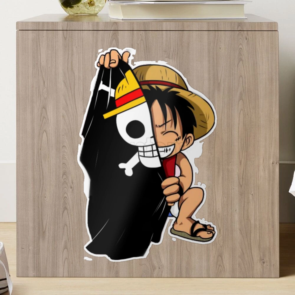 Pegatina con la obra «One Piece - Luffy y su bandera» de Yzertaa