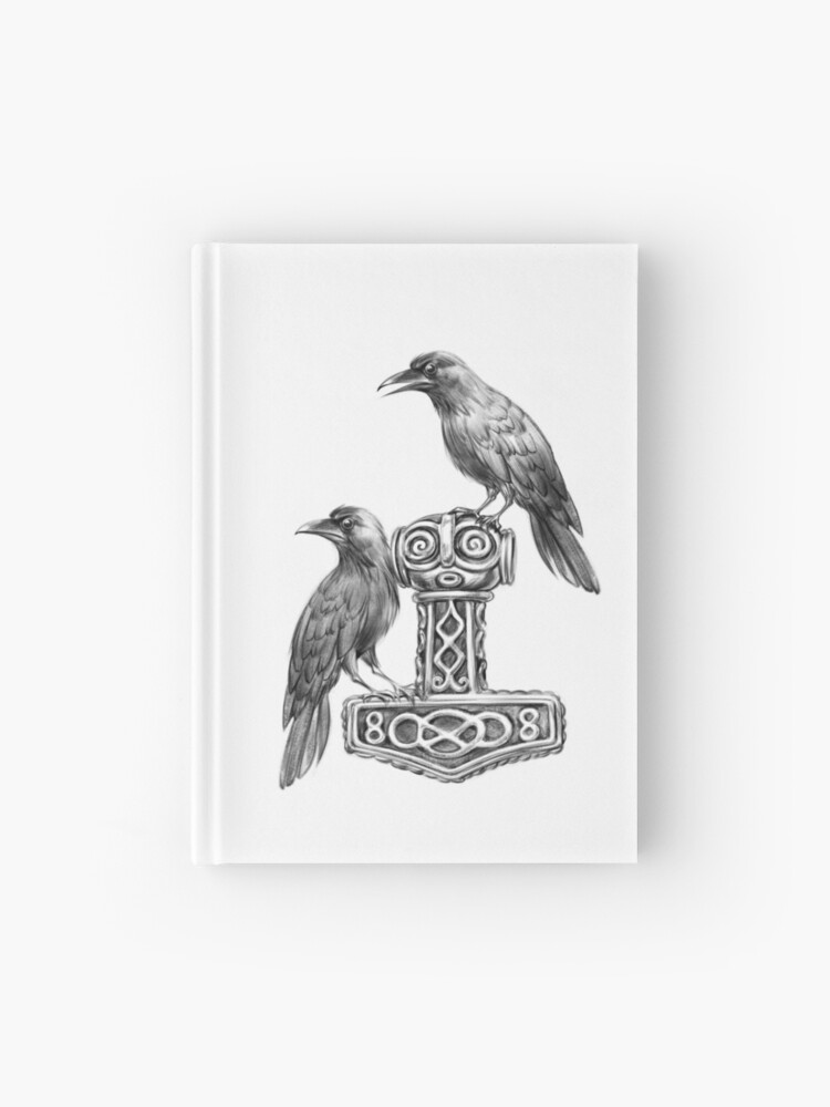 Materialisme berømt Et bestemt Thor Hammer Mjölnir with Odin Ravens Hugin and Munin" Hardcover  Journalundefined by NoriTEEs | Redbubble