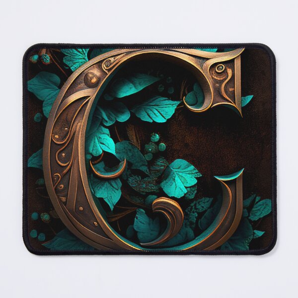 Item preview, Monogram bronze C with turquoise leaves designed and sold by Neonmountain.