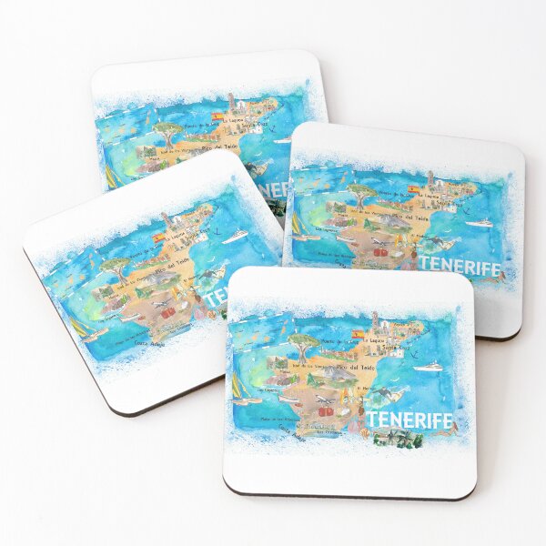 Item preview, Tenerife Canarias Spain Illustrated Map with Landmarks and Highlights  designed and sold by artshop77.