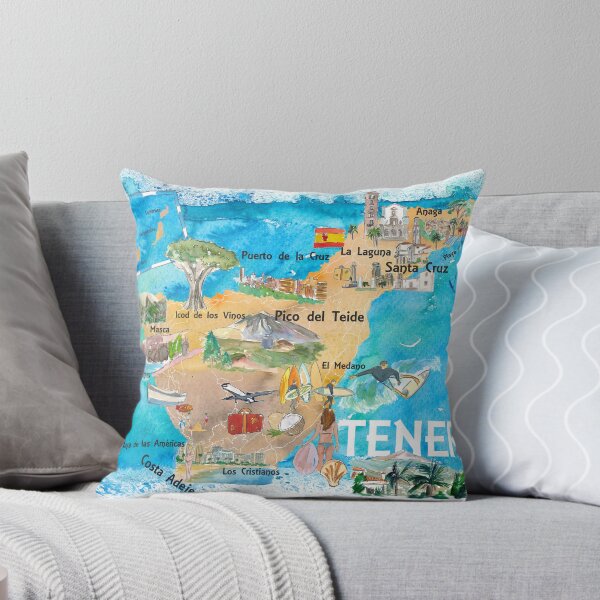 Item preview, Tenerife Canarias Spain Illustrated Map with Landmarks and Highlights  designed and sold by artshop77.