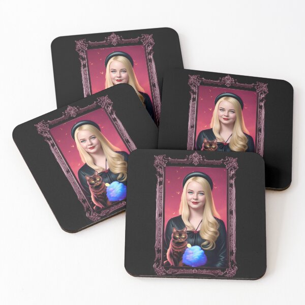Item preview, Sabrina Spellman and Salem Cat Realistic Illustration Portrait designed and sold by PinkInFantasy.