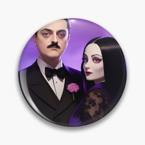 Item preview, Cara Mia - Morticia & Gomez Addams - Gothic cute pink purple and blue cotton candy background designed and sold by PinkInFantasy.
