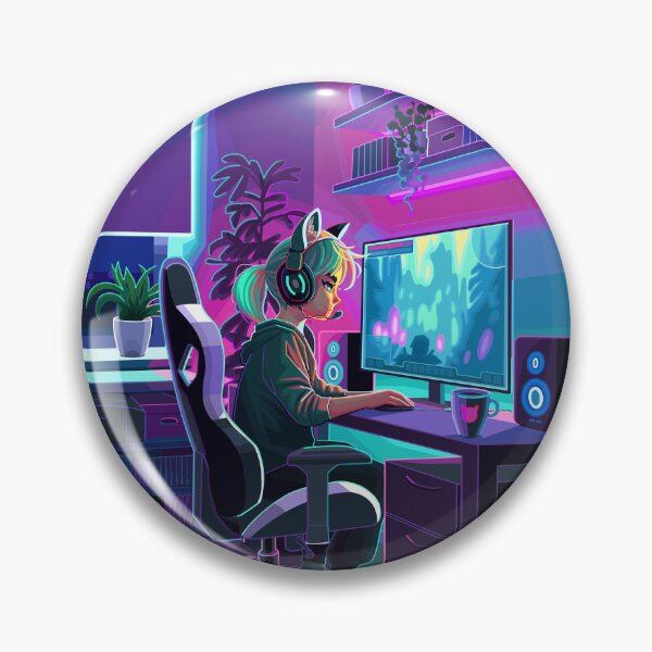 Item preview, Girl gamer in her bedroom room designed and sold by Ekaterina Glazkova.