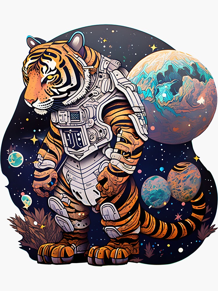 Astronaut Tiger - Sticker Nom de porte