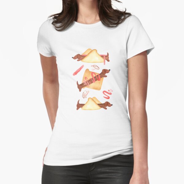 Sausage Dogs in Bread - NEW - Pink Fitted T-Shirt
