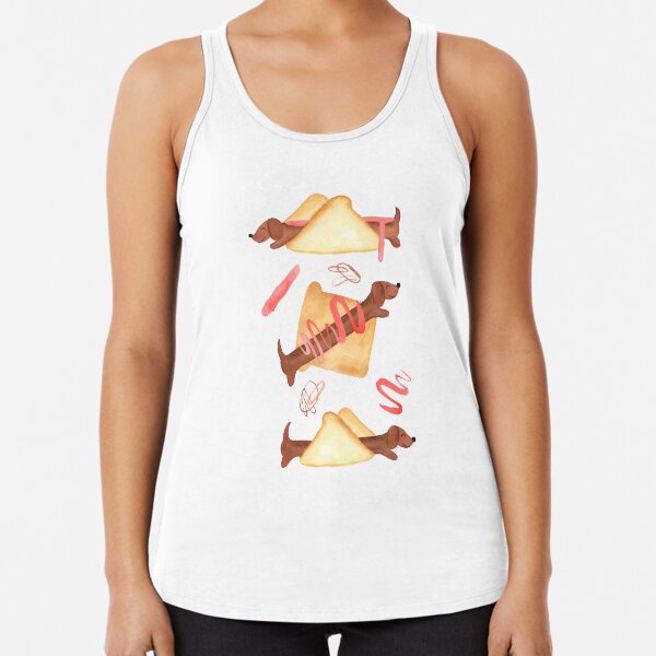Sausage Dogs in Bread - NEW - Pink Racerback Tank Top