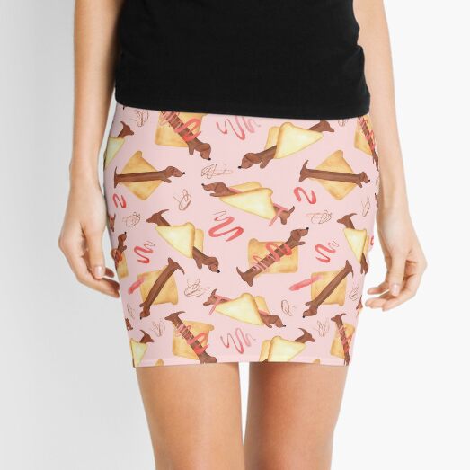 Sausage Dogs in Bread - NEW - Pink Mini Skirt
