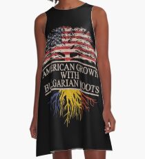 Amerikaner gewachsen mit bulgarischem Wurzel-T-Shirt A-Linien Kleid