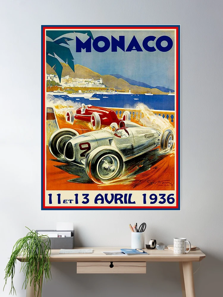 1936 Monaco Grand Prix - Vintage Car Racing Poster by Géo