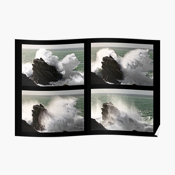 Big wave exploding in Yeu Island Poster