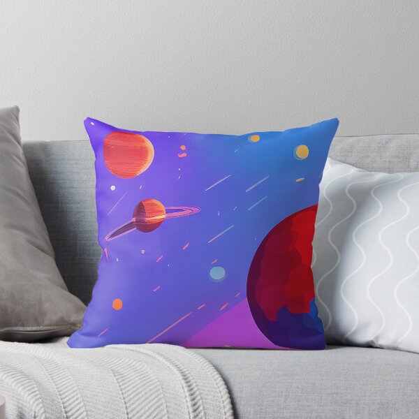 Item preview, Illustration of three planets in a blue and purple sky, rectangle format designed and sold by Flairh-Art.