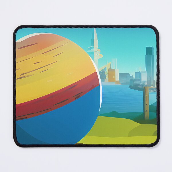 Item preview, Illustration of a city with a planet in the foreground, rectangle format designed and sold by Flairh-Art.