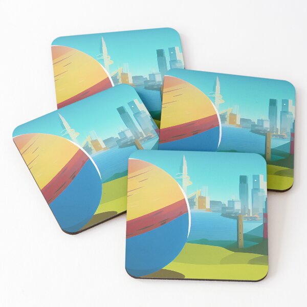 Item preview, Illustration of a city with a planet in the foreground, rectangle format designed and sold by Flairh-Art.