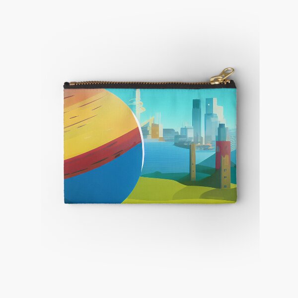 Item preview, Illustration of a city with a planet in the foreground, rectangle format designed and sold by Flairh-Art.