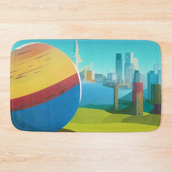 Item preview, Illustration of a city with a planet in the foreground, rectangle format designed and sold by Flairh-Art.
