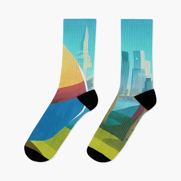 Item preview, Illustration of a city with a planet in the foreground, rectangle format designed and sold by Flairh-Art.