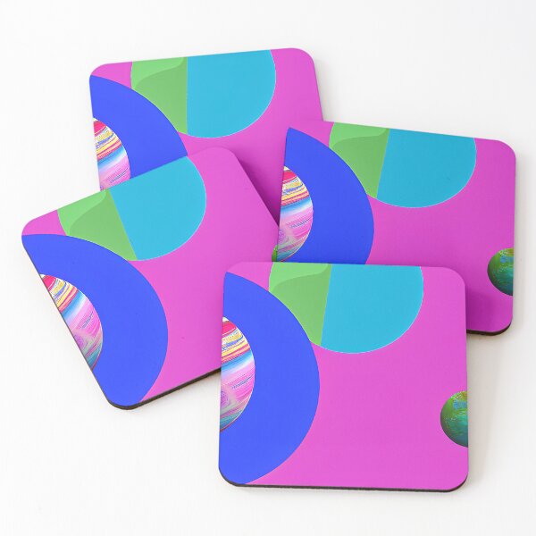 Item preview, Illustration of two planets on pink and blue backgrounds, rectangle format designed and sold by Flairh-Art.