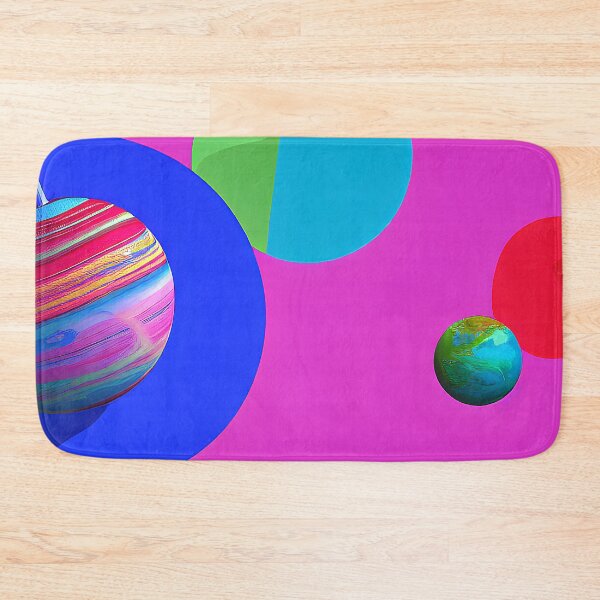Item preview, Illustration of two planets on pink and blue backgrounds, rectangle format designed and sold by Flairh-Art.