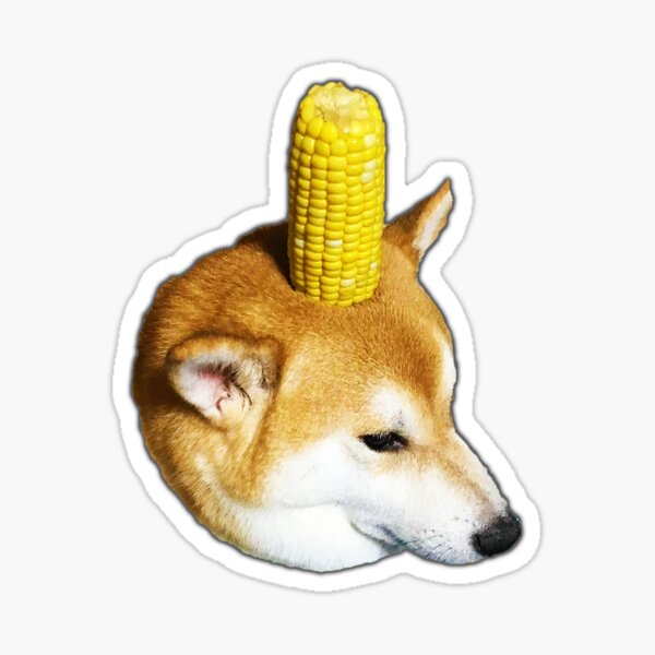 corn shibe doggo Sticker