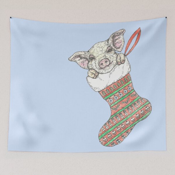 Item preview, Pig in a Christmas Stocking designed and sold by SerenSketches.
