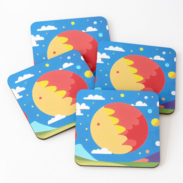 Item preview, Illustration of several red and yellow planets in a cloudy sky, rectangle format designed and sold by Flairh-Art.