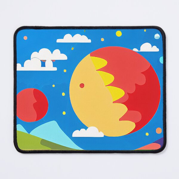 Item preview, Illustration of several red and yellow planets in a cloudy sky, rectangle format designed and sold by Flairh-Art.