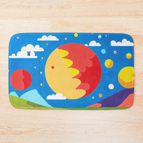 Item preview, Illustration of several red and yellow planets in a cloudy sky, rectangle format designed and sold by Flairh-Art.