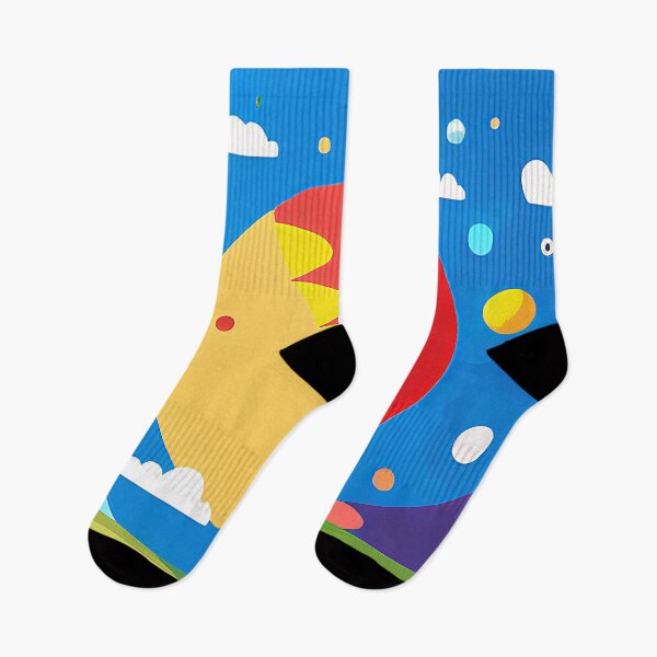 Item preview, Illustration of several red and yellow planets in a cloudy sky, rectangle format designed and sold by Flairh-Art.