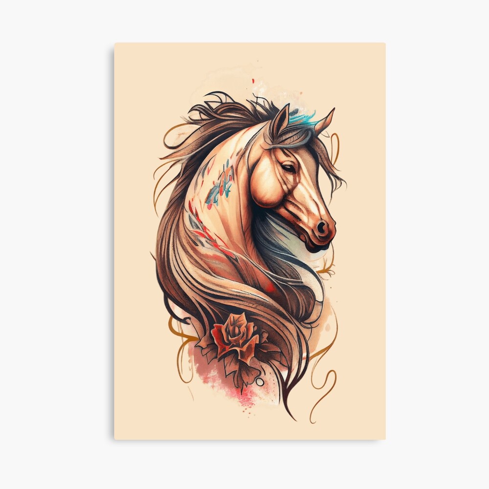 Horse Tattoo, Tattoo Design, Pink Tattoo, Tattoo Download for Women From Art  Instantly - Etsy