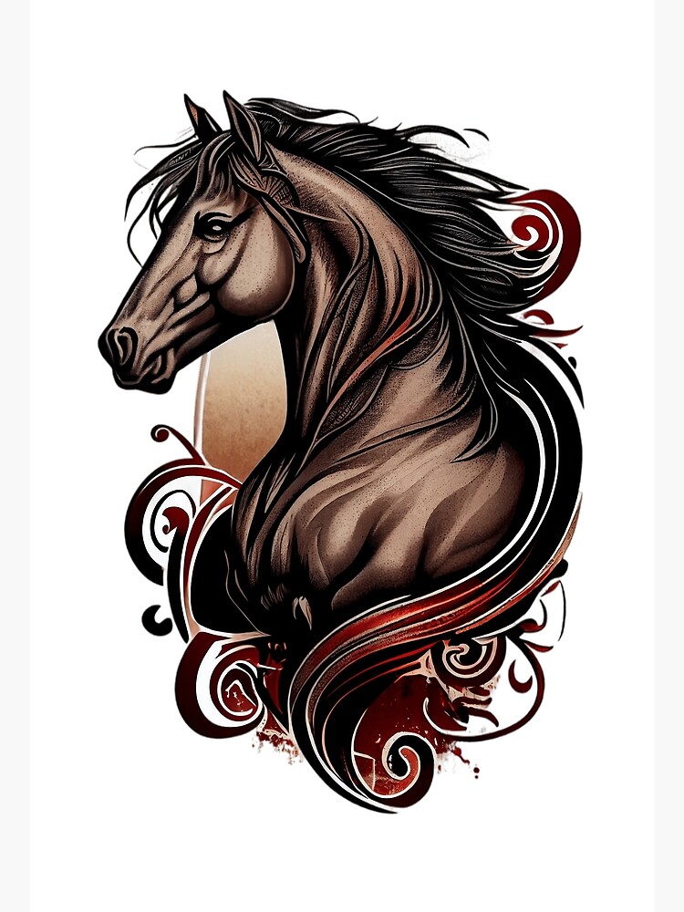 Horse tattoo and t-shirt design. Symbol of freedom, strength, grace. Horse  head in ethnic style tattoo art Stock Vector | Adobe Stock