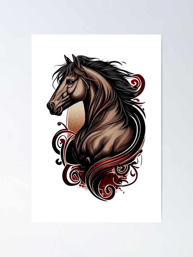 Tribal Horse Tattoo Stock Illustration - Download Image Now - 2015, Animal,  Animal Body Part - iStock