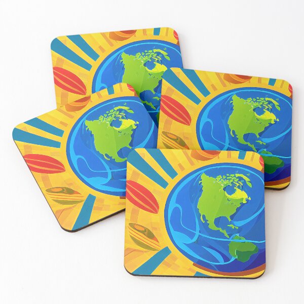 Item preview, Illustration of planet Earth on a sun burst, rectangle format designed and sold by Flairh-Art.